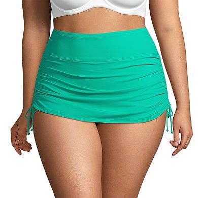 Plus Size Lands' End Tummy Control UPF 50 Ruched-Side Swim Skirt