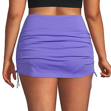 Plus Size Lands' End Tummy Control UPF 50 Ruched-Side Swim Skirt