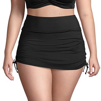 Plus Size Lands' End Tummy Control UPF 50 Ruched-Side Swim Skirt