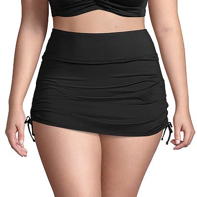 Plus Size Lands End Tummy Control UPF 50 Ruched Side Swim Skirt