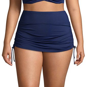 Plus Size Lands' End Tummy Control UPF 50 Ruched-Side Swim Skirt