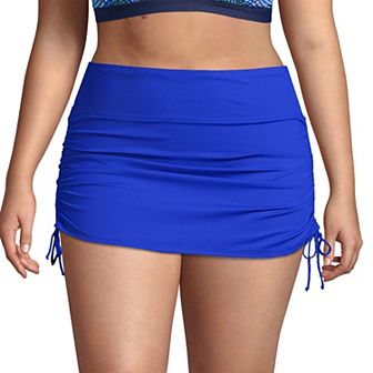 Plus Size Lands' End Tummy Control UPF 50 Ruched-Side Swim Skirt