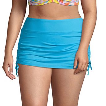 Plus Size Lands' End Tummy Control UPF 50 Ruched-Side Swim Skirt