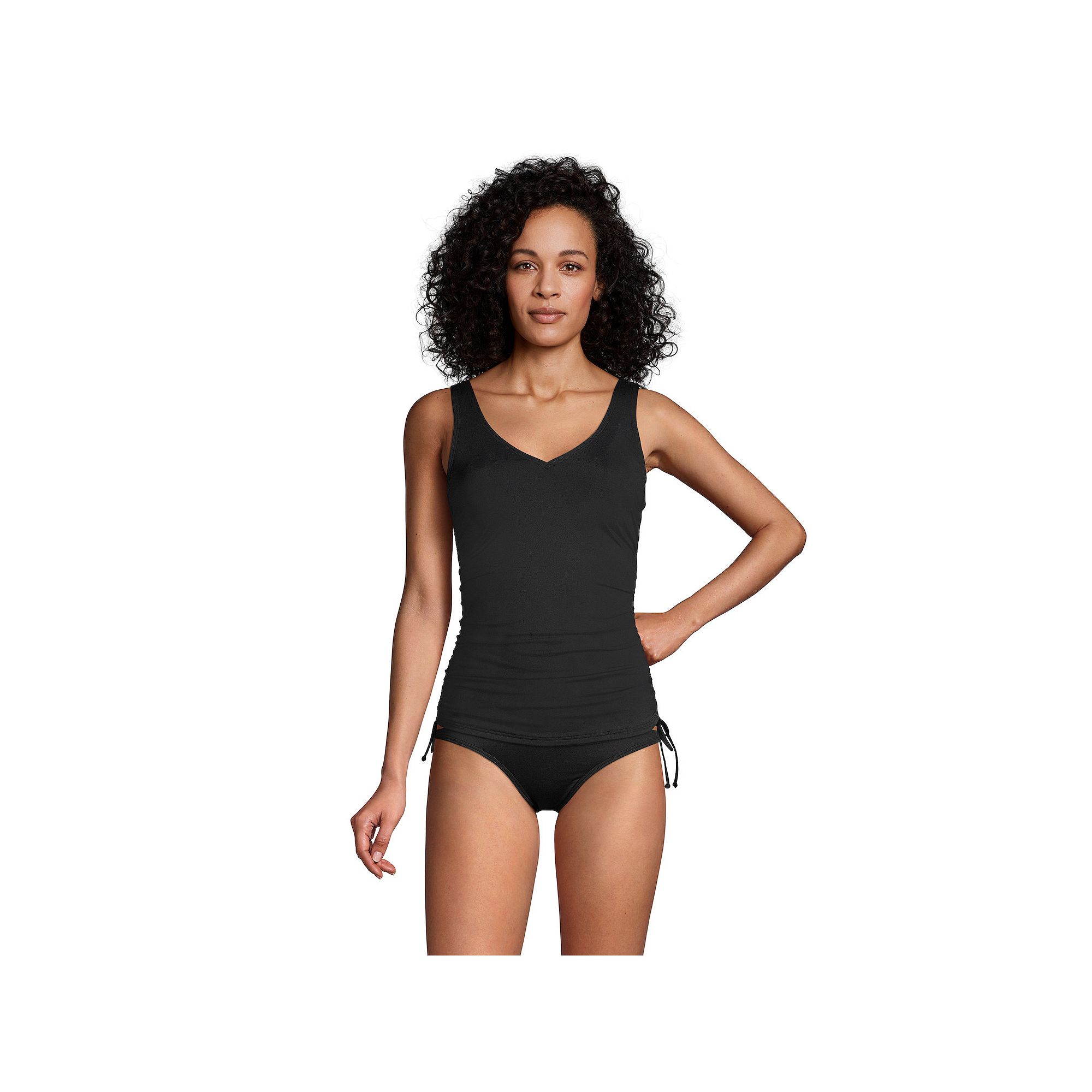 Petite Lands End Ruched UPF 50 Underwire Tankini Swim Top, Womens, Size: 