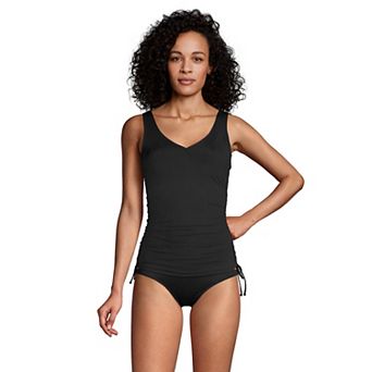 Petite Lands' End Ruched UPF 50 Underwire Tankini Swim Top