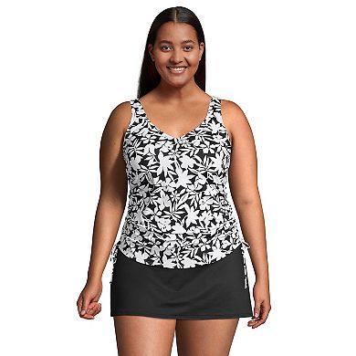 Plus Size Lands' End Ruched-Side UPF 50 V-Neck Tankini Top