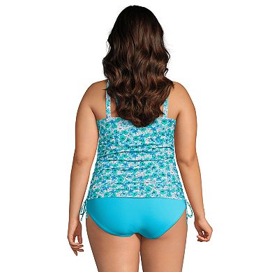 Plus Size Lands' End Ruched-Side UPF 50 V-Neck Tankini Top