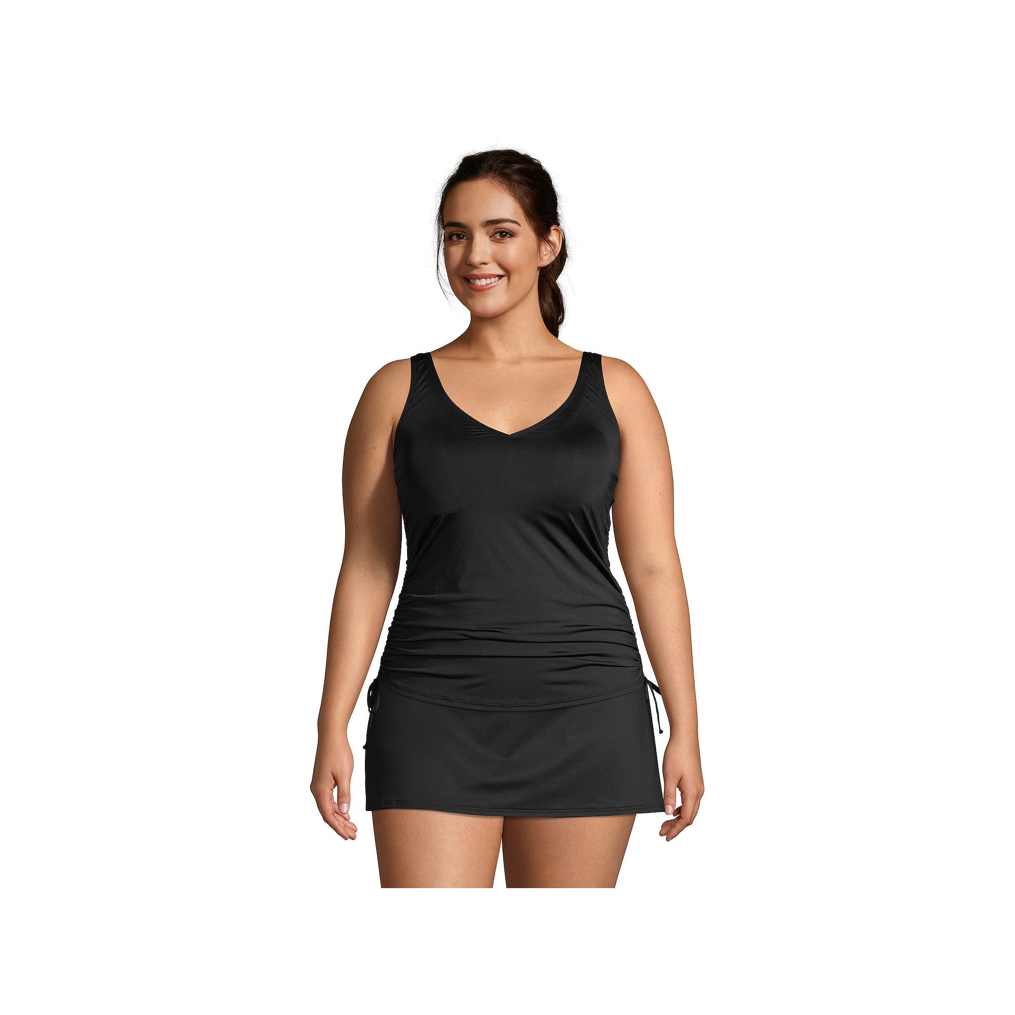 Plus Size Lands End Ruched-Side UPF 50 Tankini Swimsuit Top, Womens, Size
