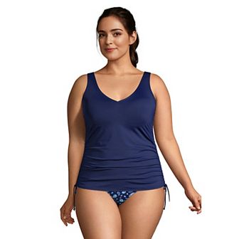 Plus Size Lands' End Ruched-Side UPF 50 Tankini Swimsuit Top