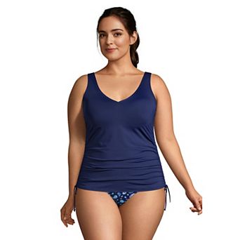 Plus Size Lands' End Ruched-Side UPF 50 Tankini Swimsuit Top