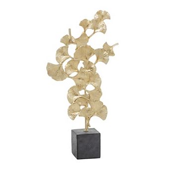 Stella & Eve Polyresin Contemporary Gold Tone Gingko Leaf Sculpture