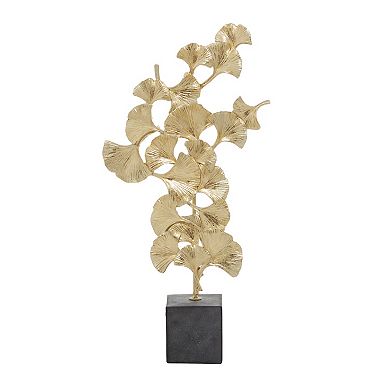 Stella & Eve Polyresin Contemporary Gold Tone Gingko Leaf Sculpture