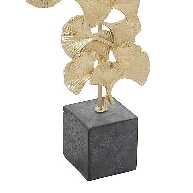 Stella & Eve Polyresin Contemporary Gold Tone Gingko Leaf Sculpture