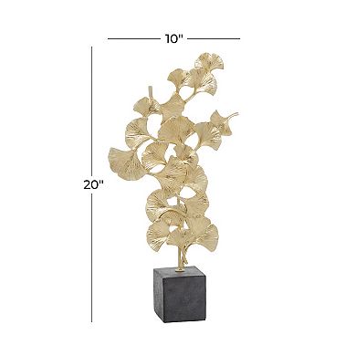 Stella & Eve Polyresin Contemporary Gold Tone Gingko Leaf Sculpture