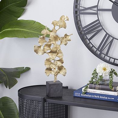 Stella & Eve Polyresin Contemporary Gold Tone Gingko Leaf Sculpture