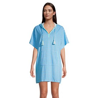Petite Lands' End Hooded Terry V-Neck Swim Cover-up Dress