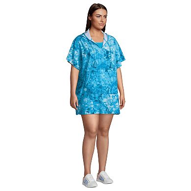 Plus Size Lands' End Hooded Terry V-Neck Swim Cover-up Dress