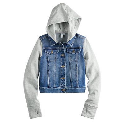 Blue jean jacket with hoodie best sale