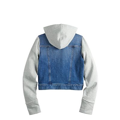 Long hooded denim jacket womens online