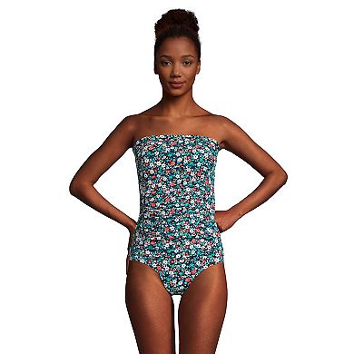 Women's Lands' End Chlorine Resistant D-Cup Bandeau Tankini Top