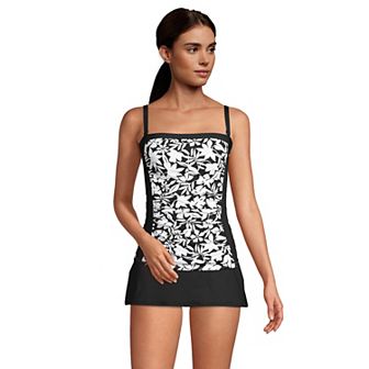 Women's Lands' End Chlorine Resistant D-Cup Bandeau Tankini Top