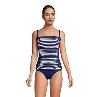 Women's Lands' End Chlorine Resistant D-Cup Bandeau Tankini Top