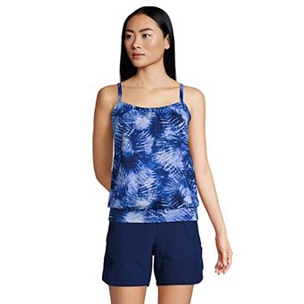 Women's Lands' End DD-Cup Bust-Minimizer Blouson Tankini Swim Top