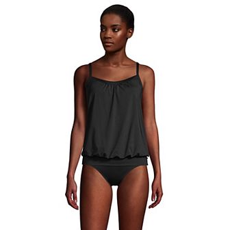 Women's Lands' End D-Cup Bust-Minimizer Blouson Tankini Swim Top