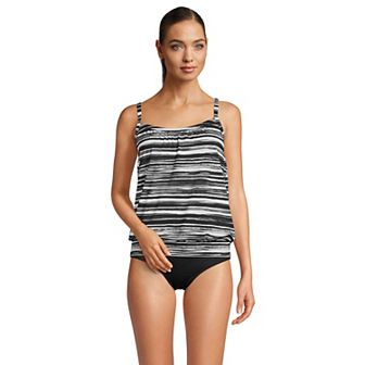 Women's Lands' End D-Cup Bust-Minimizer Blouson Tankini Swim Top