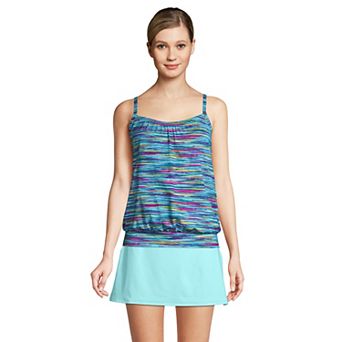 Women's Lands' End D-Cup Bust-Minimizer Blouson Tankini Swim Top
