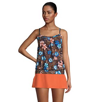 Women's Lands' End D-Cup Bust-Minimizer Blouson Tankini Swim Top