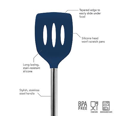 Tovolo Silicone Slotted Turner With Stainless Steel Handle
