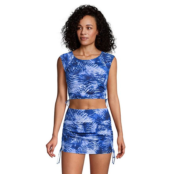 Women's Lands' End DCup Ruched UPF 50 CapSleeve Swim Top