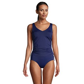 Women's Lands' End Ruched UPF 50 Underwire D-Cup Tankini Top