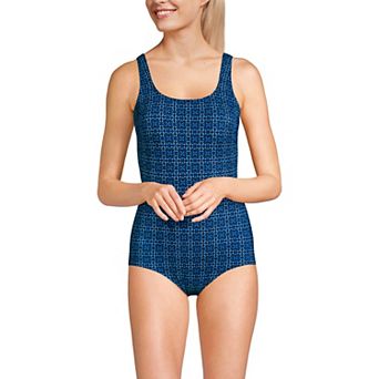 Women's Lands' End D-Cup Chlorine-Resistant Tugless Sporty One-Piece Swimsuit