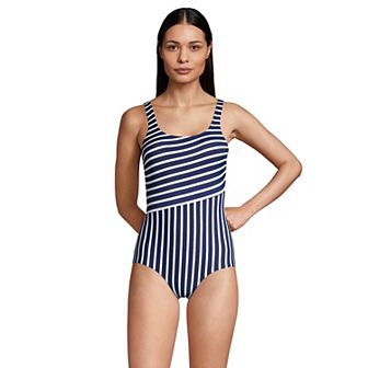 Women's Lands' End Tugless Sporty DD-Cup Bust Minimizer One-Piece Swimsuit