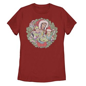 Disney / Pixar's Toy Story Juniors' Christmas Group Shot Wreath Graphic Tee