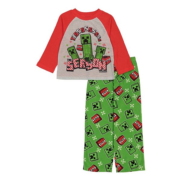 Boys 6 12 Minecraft Tiss the Season Top Bottoms Pajama Set