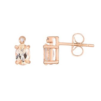 Oro Leoni 14k Rose Gold Diamond Accent & Topaz Stud Earrings
