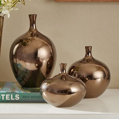 Madison Park Signature Mirrored Ceramic Vases Table Decor 3-piece Set