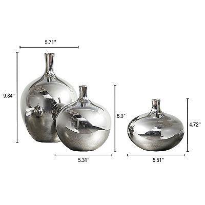 Madison Park Signature Mirrored Ceramic Vases Table Decor 3-piece Set