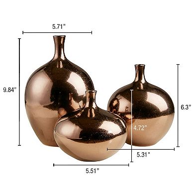 Madison Park Signature Ansen Metallic Decorative Vase 3-piece Set