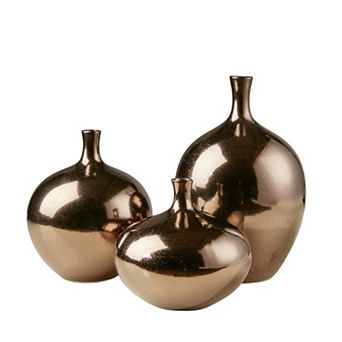 Madison Park Signature Mirrored Ceramic Vases Table Decor 3 pc Set