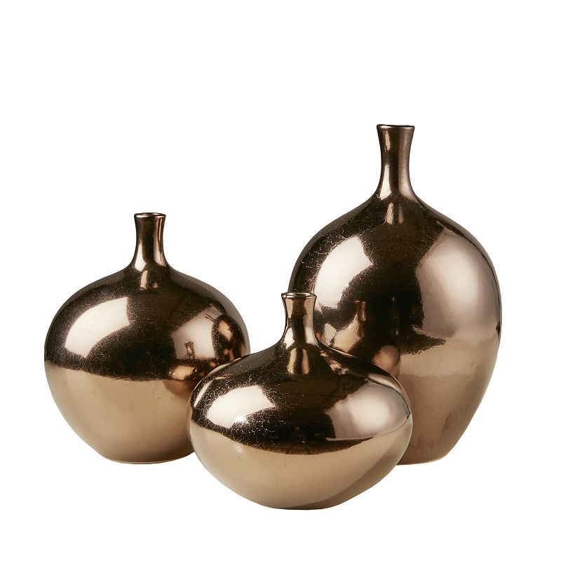 Madison Park Signature Ansen Metallic Decorative Vase 3-piece Set, Brown