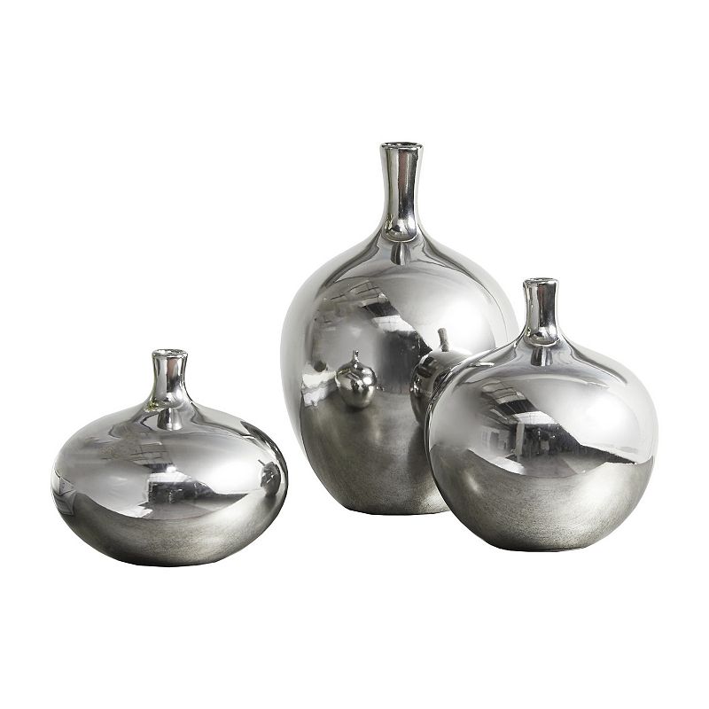 Madison Park Signature Ansen Metallic Decorative Vase 3-piece Set, Silver