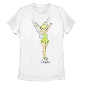 Juniors' Disney's Peter Pan Tinkerbell Watercolor Sketch Graphic Tee
