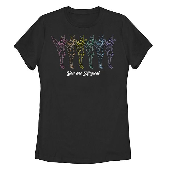 Juniors' Disney' Tinkerbell You Are Magical Rainbow Graphic Tee