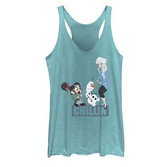 Juniors' Disney's Wreck It Ralph 2 Vanellope & Elsa Chillin Long Graphic Tank Top