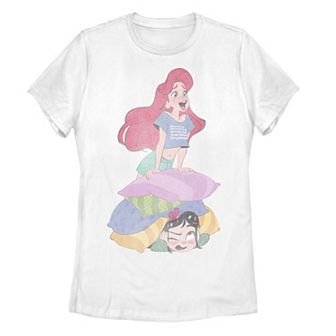 Juniors' Disney's Wreck It Ralph 2 Vanellope & Ariel Pillow Pile Graphic Tee