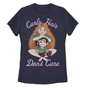 Juniors' Disney's Wreck It Ralph 2 Vanellope & Merida Curly Hair Don't Care Graphic Tee